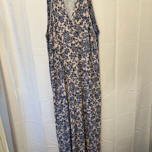 J. Jill Navy Floral on Beige Dress